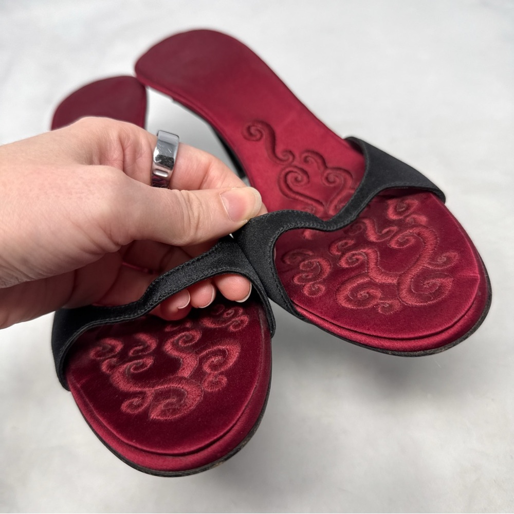 Giuseppe Zanotti Vicini Vintage Y2K Silk Satin Minimalist Slide Mule Sandal Heel - Picture 5 of 15